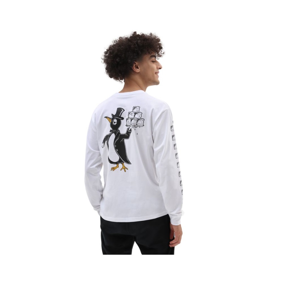 Vans - Checkerboard Research - T-shirt à Manches Longues Blanc Homme