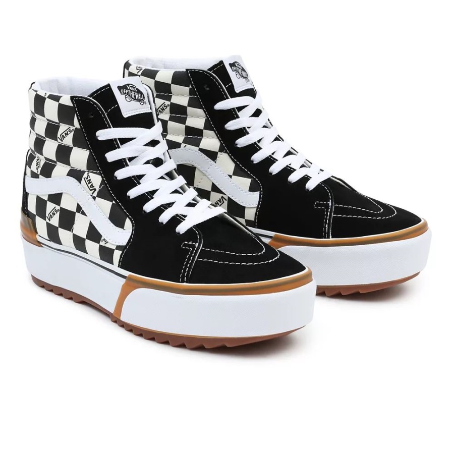 Vans Damier Sk8-hi Chaussures Empilées Noir-blanc