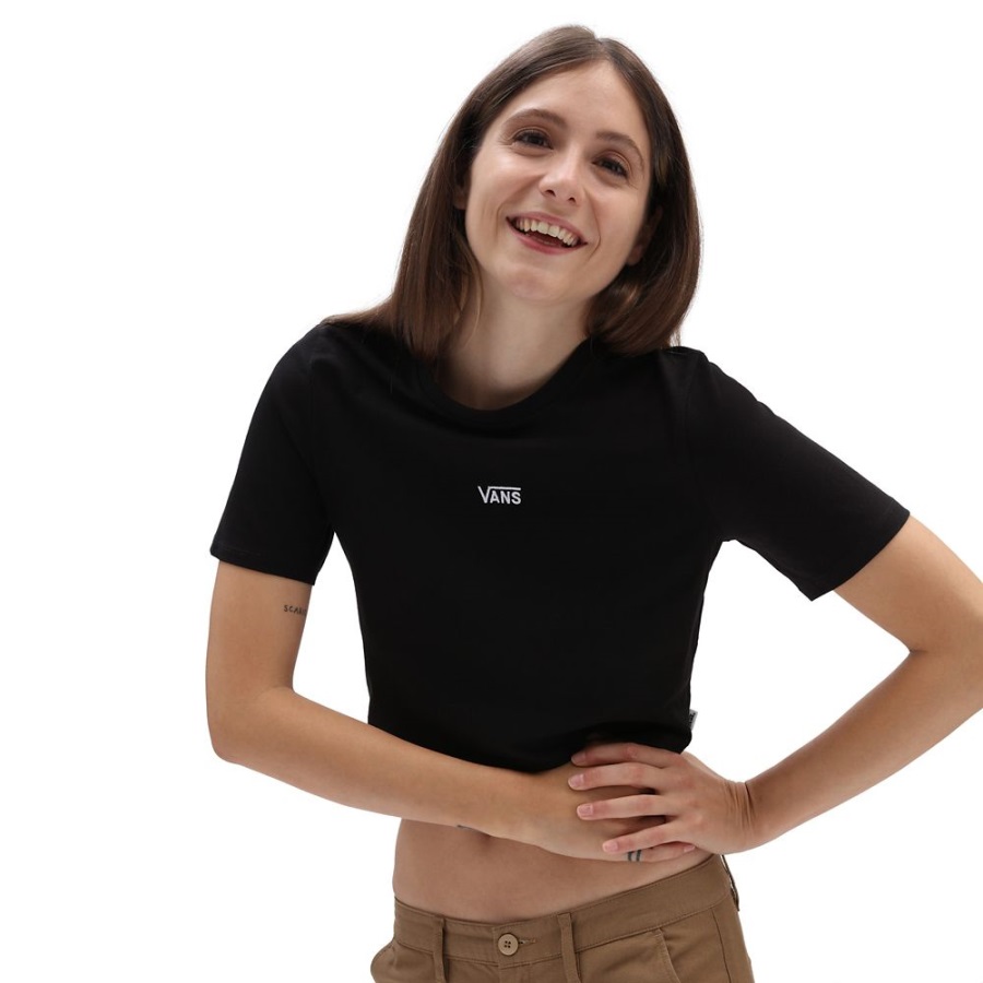Vans Flying V Crop Crew Sport T-shirt Noir Femmes