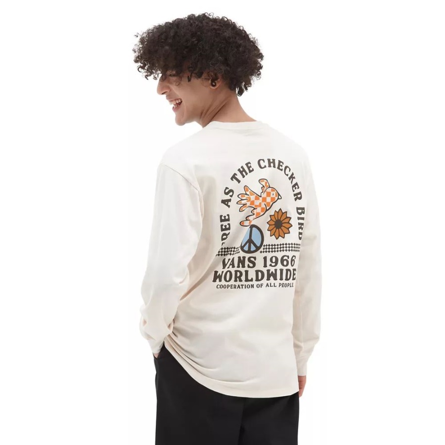 Vans Free As A Checker Bird T-shirt Manches Longues Blanc