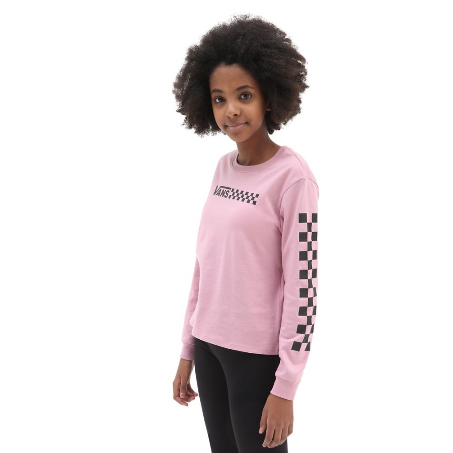 Vans T-shirt Shorty Manches Longues Fille Tableau Noir (8-14 Ans) Rose