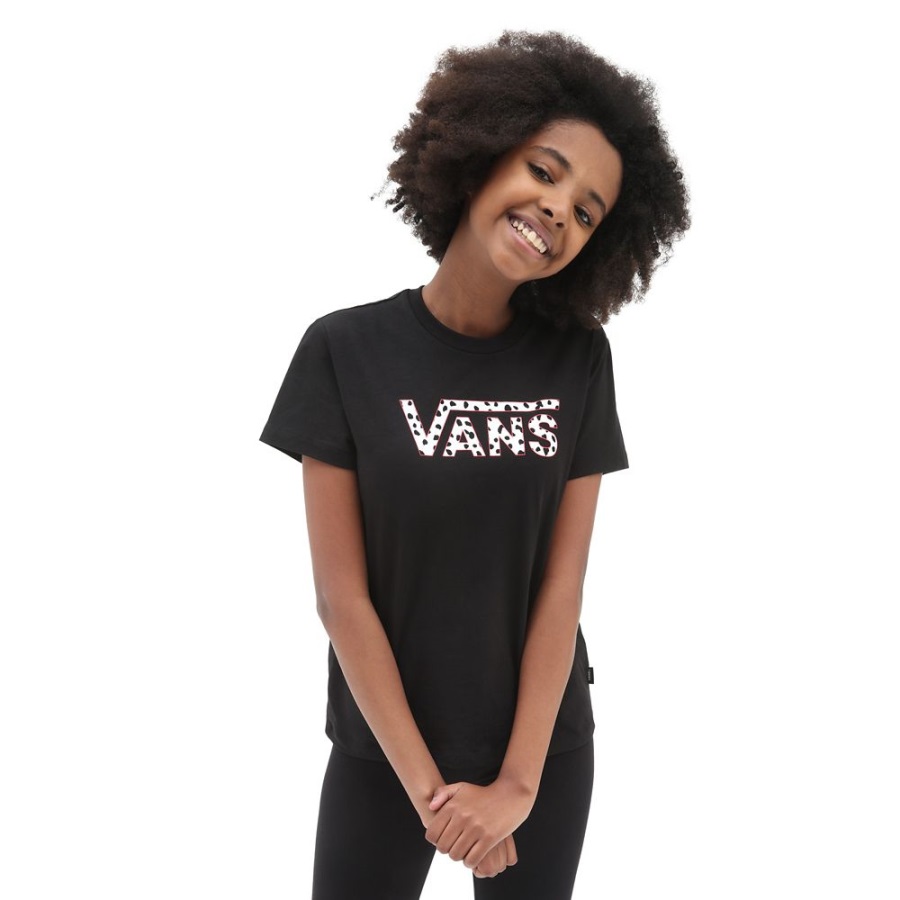 Vans T-shirt Girls Dalmatian V Crew (8-14 Ans) Noir