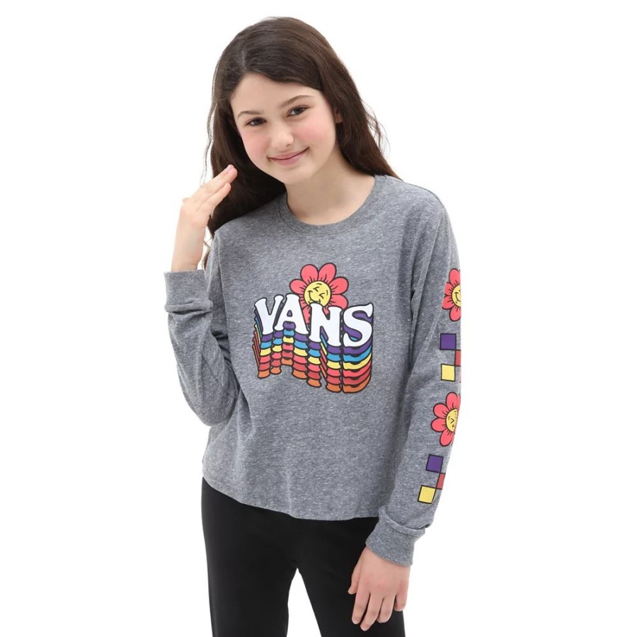 Vans Girls Smile Repeater Shorty Manches Longues (8-14 Ans) Gris