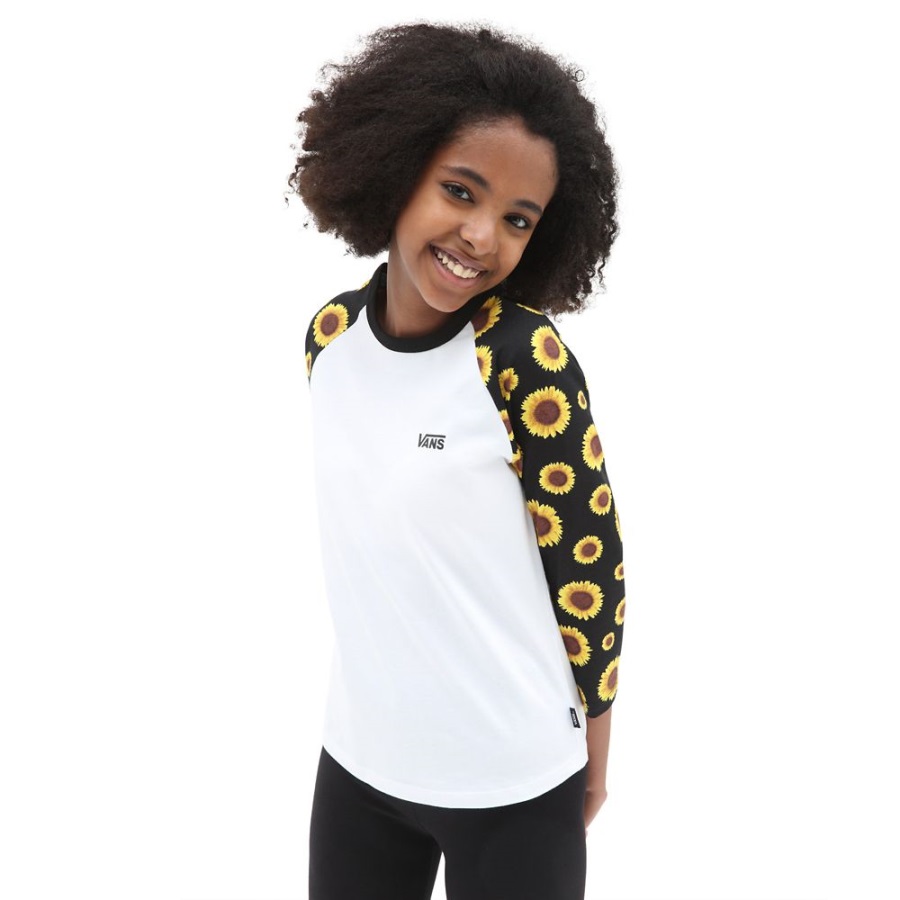 Vans T-shirt Girls Sunlit Raglan (8-14 Ans) Blanc