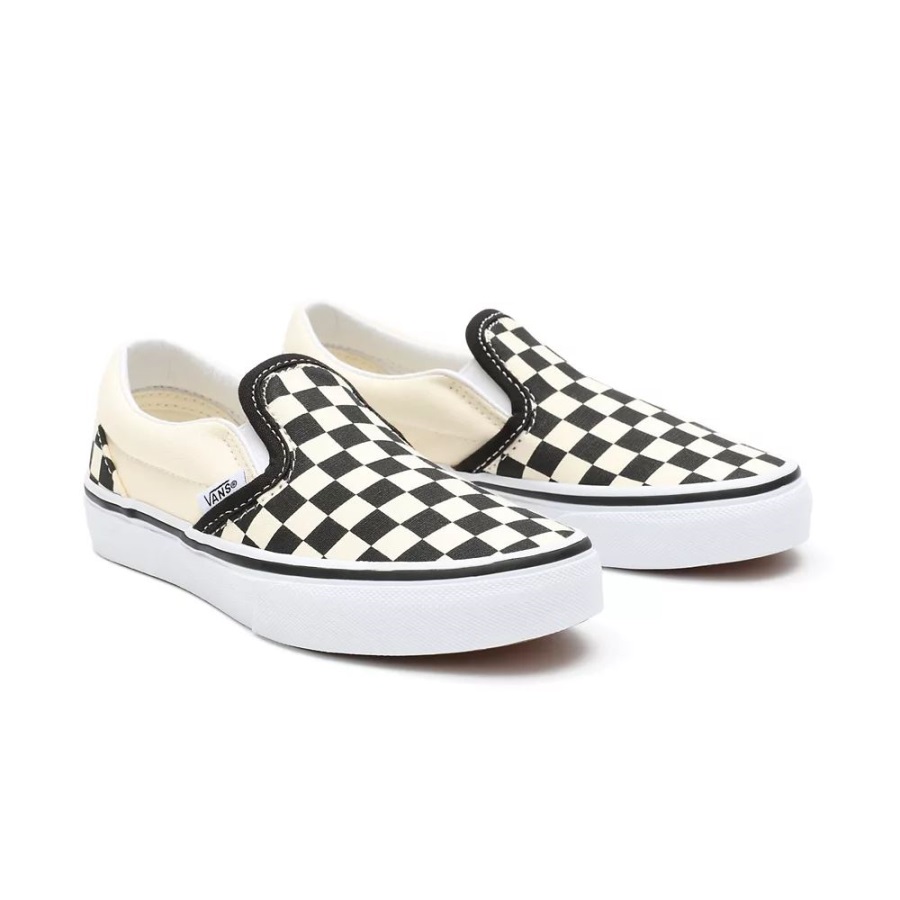 Chaussures Vans Kids Checkerboard Classic Slip-on (4-8 Ans) Noir-blanc