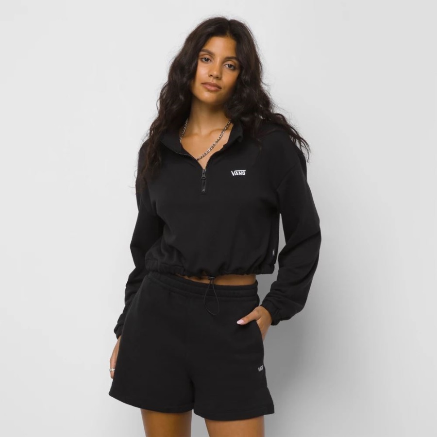 Vans Demi-zip De Poitrine Gauche Noir