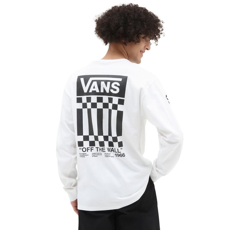 Vans Off The Wall - T-shirt à Manches Longues Et Carreaux Blanc Homme