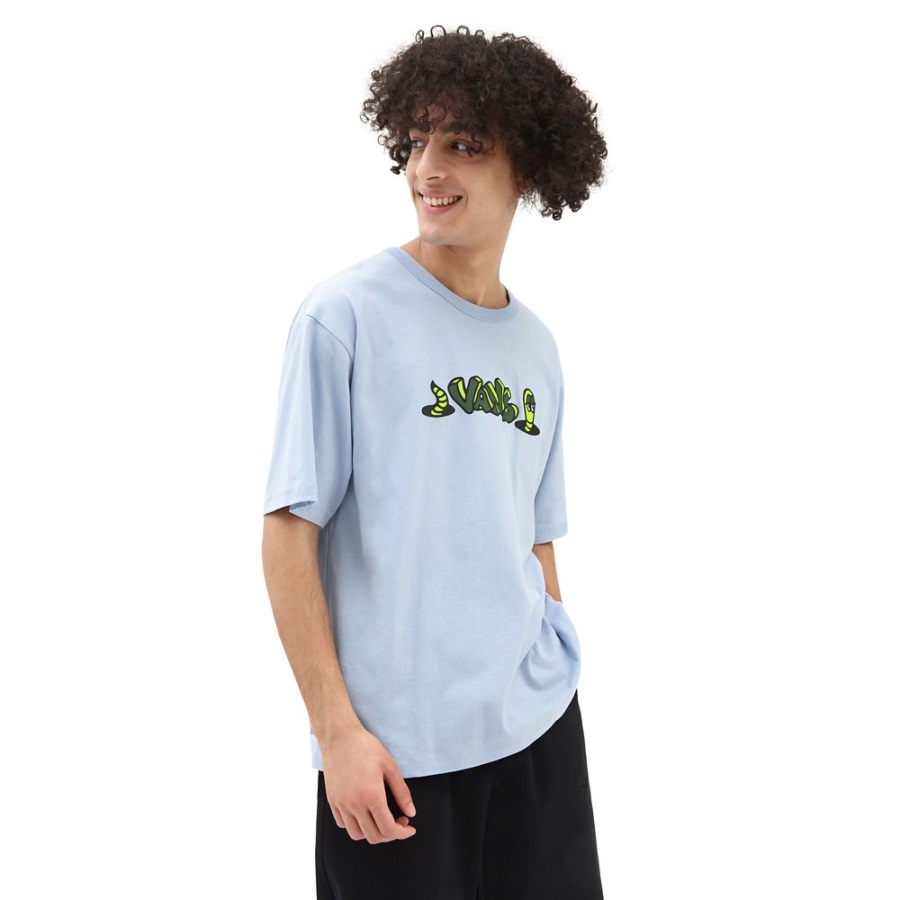 Vans Off The Wall T-shirt Ample Graphique Bleu