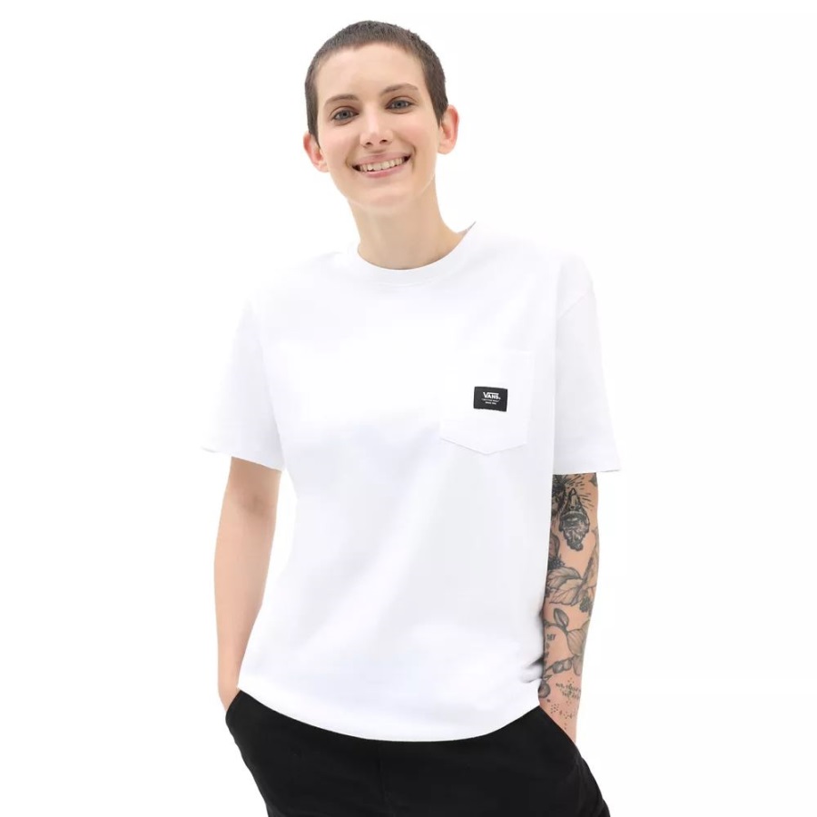 Vans T-shirt Poche Patchée Blanc