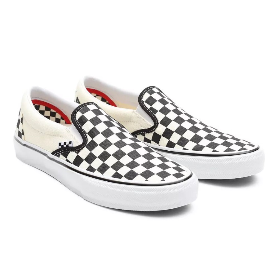 Vans Skate Damier Slip-on Chaussures Blanc