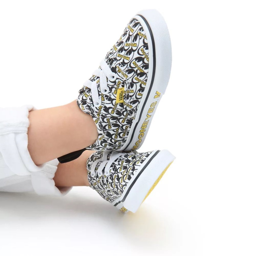 Vans Enfant Authentique Chaussures à Lacets élastiques (1-4 Ans) Noir-blanc