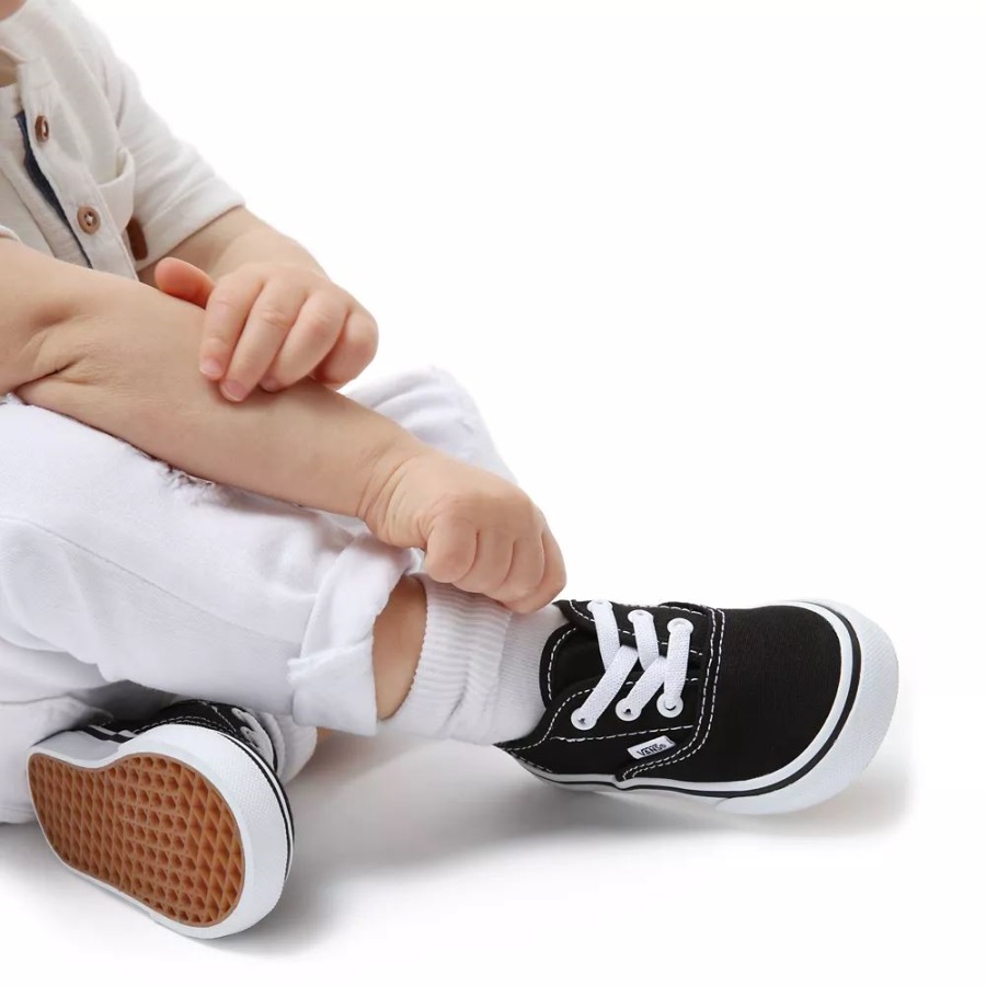 Vans Enfant Authentique Chaussures à Lacets élastiques (1-4 Ans) Noir