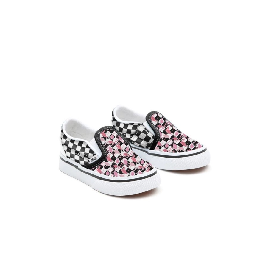 Vans Chaussures à Enfiler Pour Tout-petits Customs Flamingos Checkerboard (1-4 Ans)