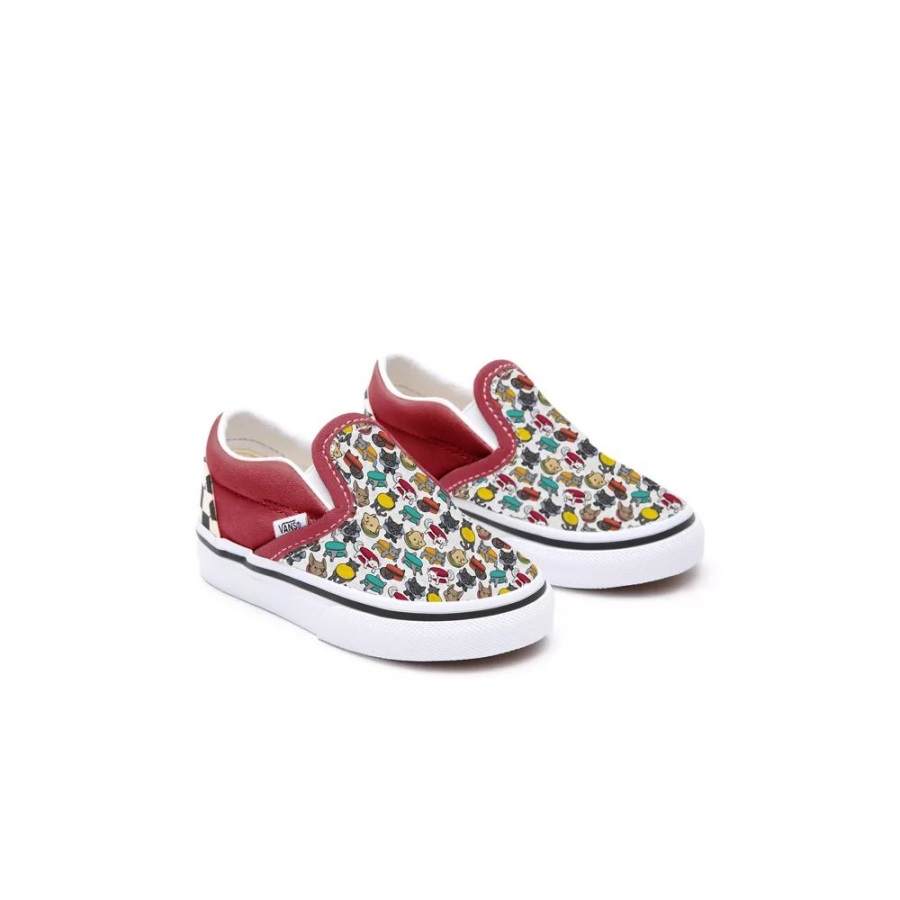 Vans Chaussures Bambin Customs Macaron Pets Checkerboard Slip-on (1-4 Ans)