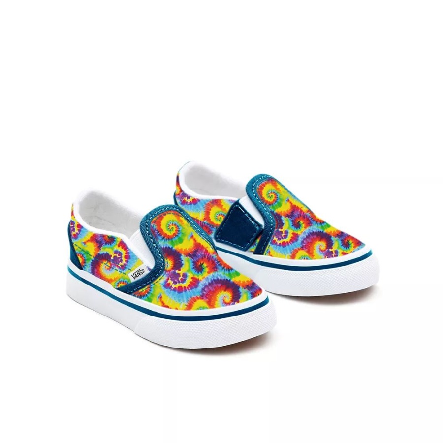 Vans Chaussures à Enfiler Pour Tout-petits Custom Arc-en-ciel Tie-dye (1-4 Ans)
