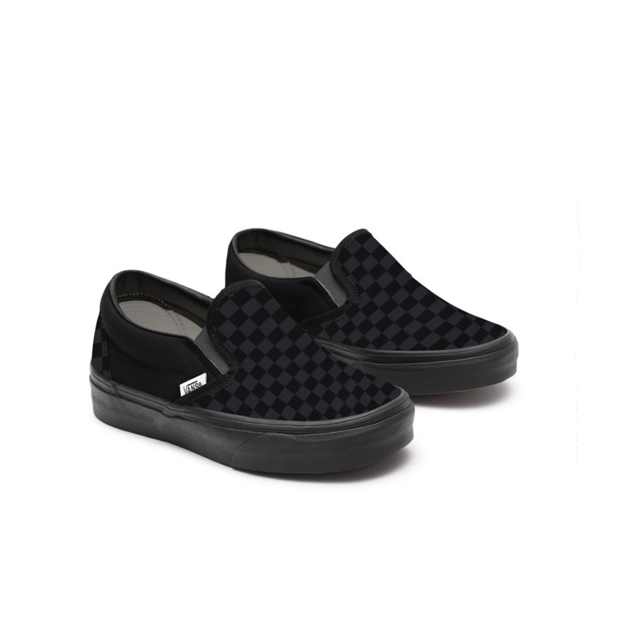 Vans Chaussures Bambin Customs Total Damier Noir Slip-on (1-4 Ans)