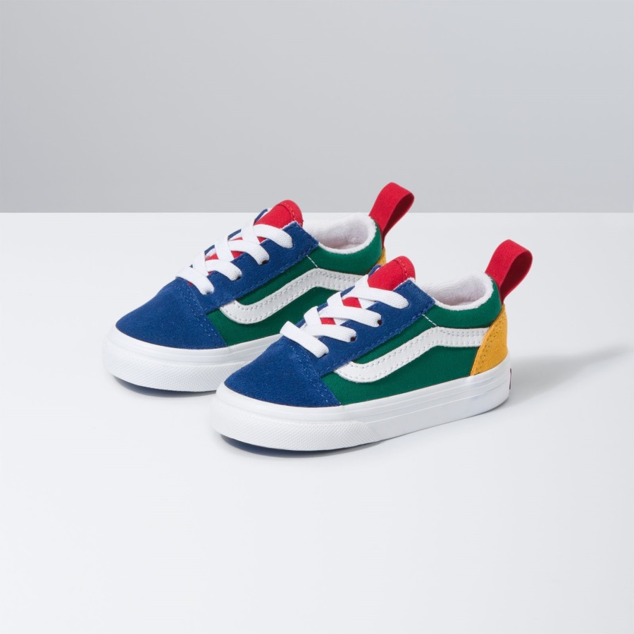 Bambin Vans Yacht Club Old Skool élastique Dentelle Bleu-vert-jaune