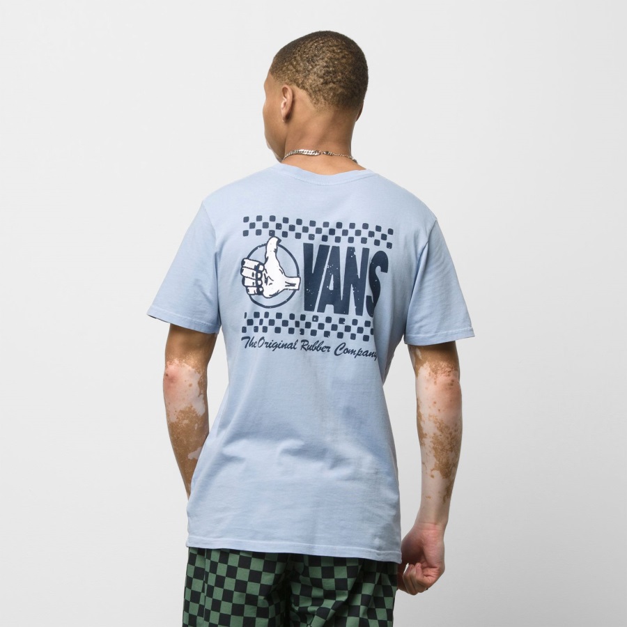 Vans 66 Pouces Vers Le Haut T-shirt Cachemire Bleu