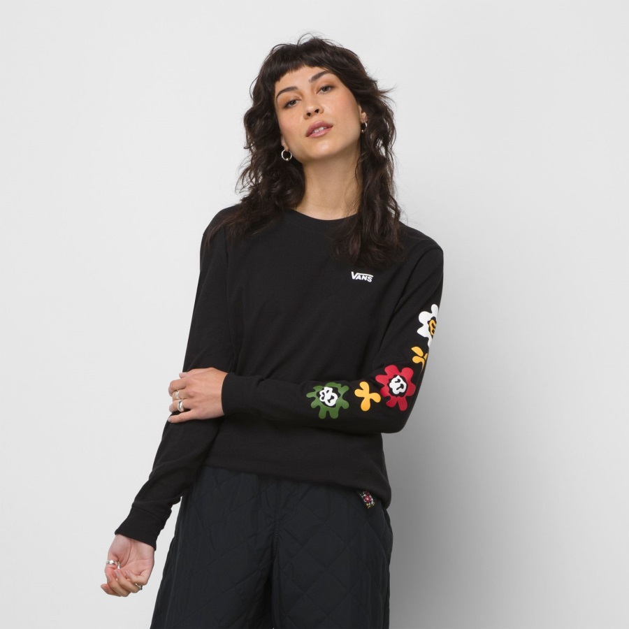Vans Anaheim T-shirt Bff à Manches Longues à Fleurs Noir