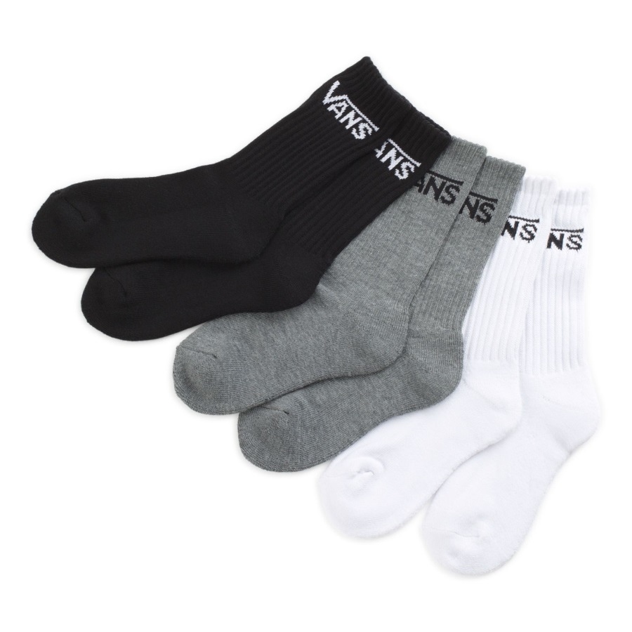 Vans Garçons Classic Crew Chaussettes 3 Pack Noir Assortis