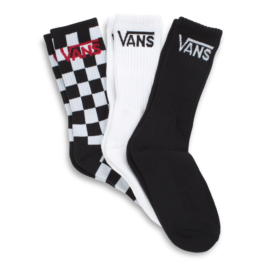 Vans Classic Crew Sock 3 Pack 9.5-13 Noir-damier