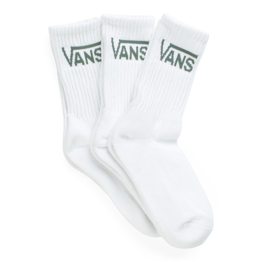 Vans Classic Crew Sock 3pk Taille 6.5-10 Blanc-vert Canard