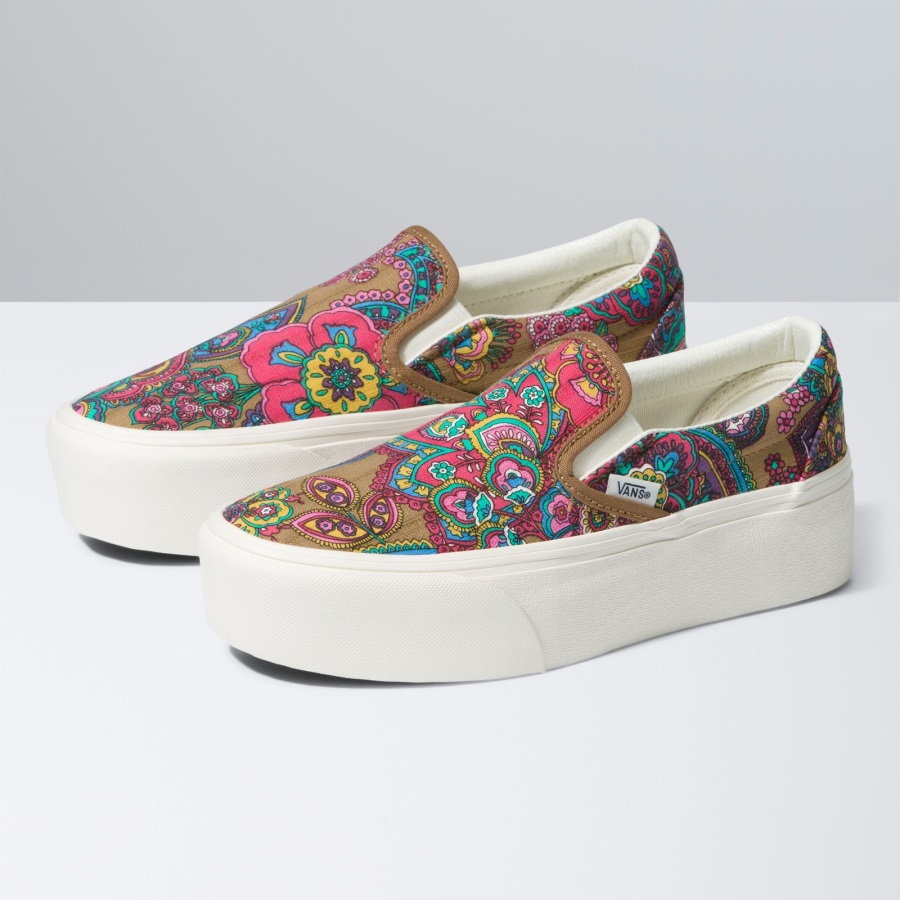 Vans Classic Slip-on Stackform Paisley Bloom Tabac Marron