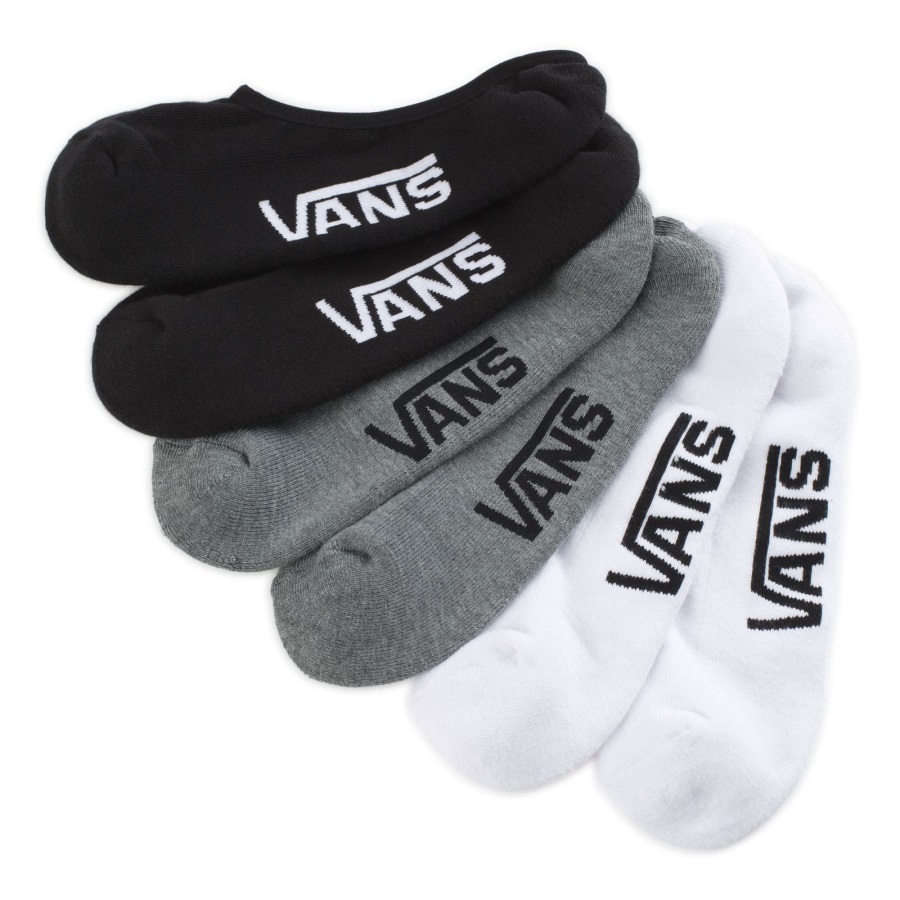 Vans Classic Super No Show Chaussettes Lot De 3 Taille 6,5-9 Noir Blanc Gris