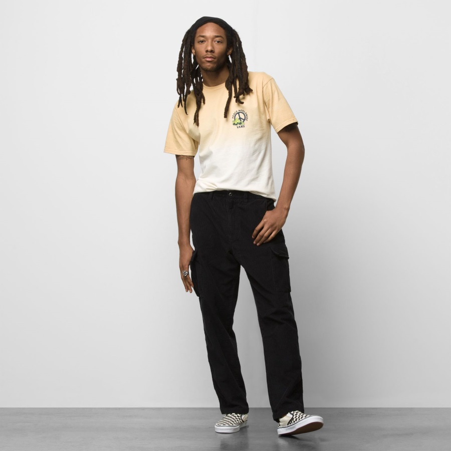 Vans Pantalon Cargo Fuselé Ample En Velours Côtelé Noir