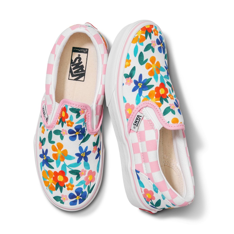 Vans Customs Enfants Peint Floral Slip-on