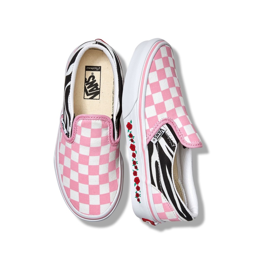 Vans Customs Enfants Prism Pink Checkerboard Slip-on