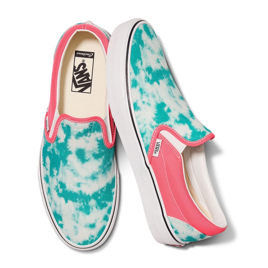 Vans Customs Bleu Sarcelle Lavage à L'acide Slip-on Large
