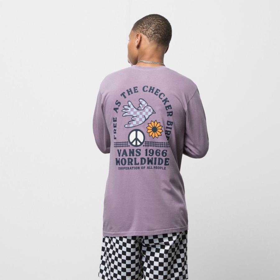Vans Free As A Checker Bird T-shirt Manches Longues Sureau