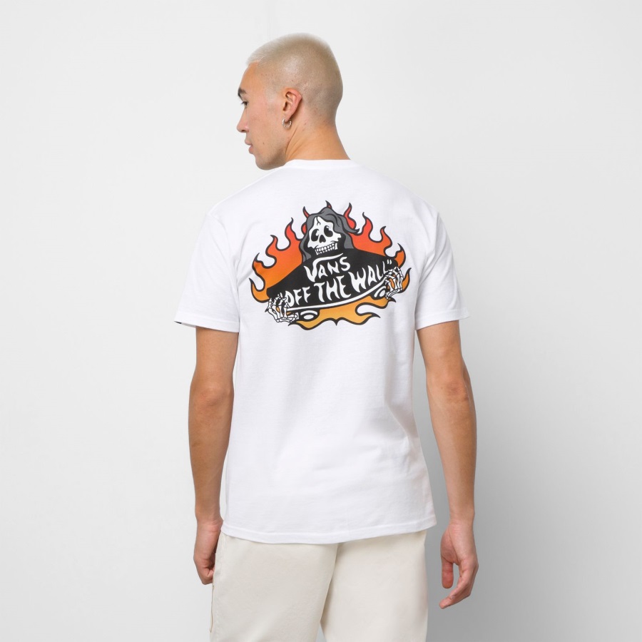 Vans Fuego Squelette Logo T-shirt Blanc