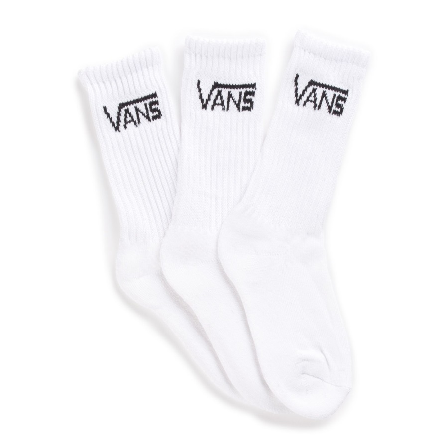 Vans Enfants Classic Crew Chaussettes 3 Pack Taille 1-6 Blanc