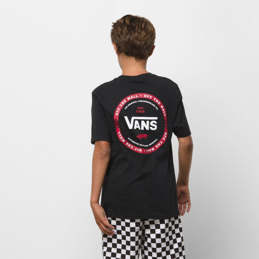 Vans T-shirt à Carreaux Logo Enfant Noir