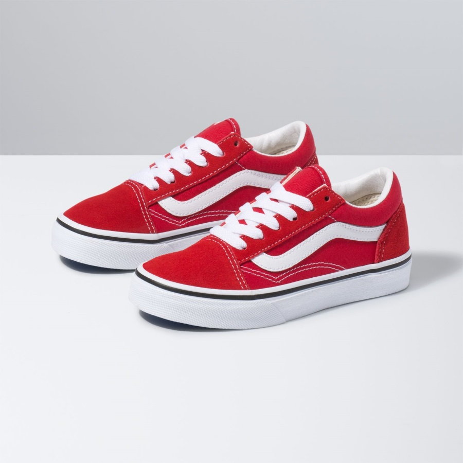 Vans Enfants Old Skool Racing Rouge-true White