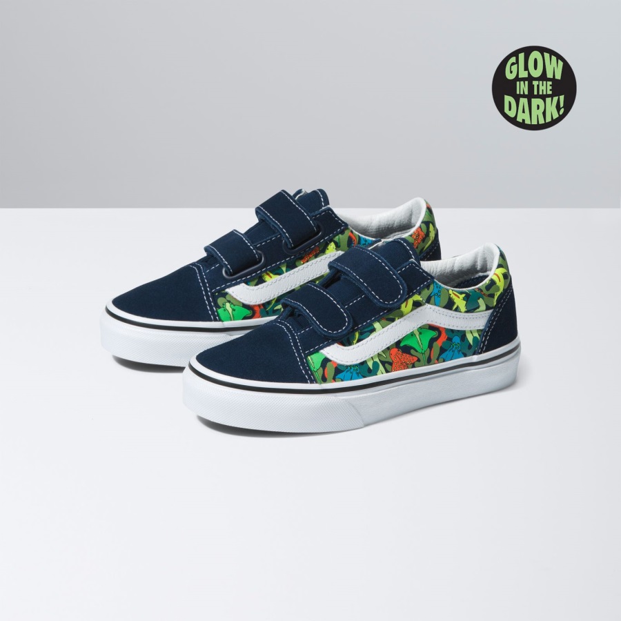 Vans Kids Old Skool V Glow Sharks Dress Blues