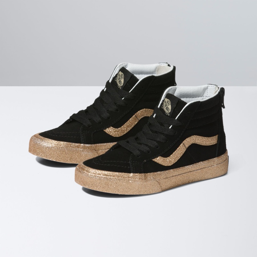 Vans Kids Party Glitter Sk8-hi Zip Noir-or