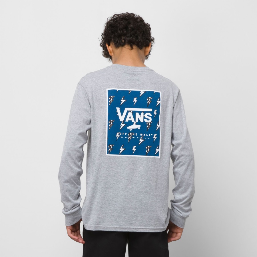Vans Kids Print Box Back T-shirt à Manches Longues Athlétique Chiné-vrai Bleu