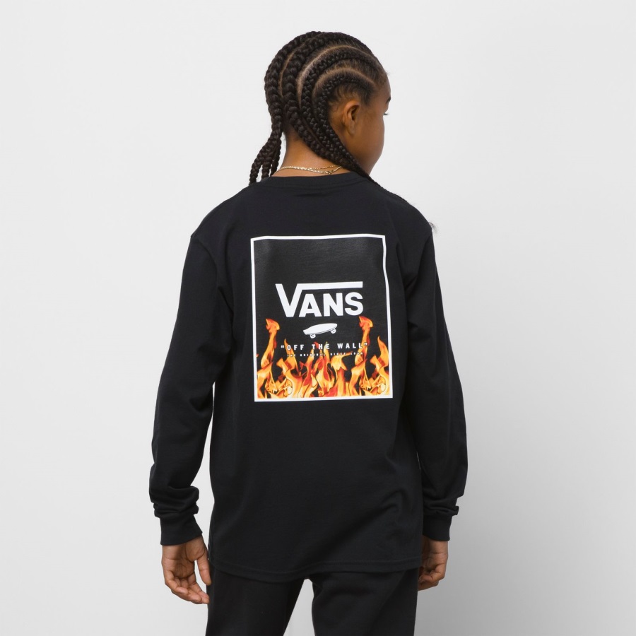 Vans Kids Print Box Back T-shirt Manches Longues Noir-noir-blanc