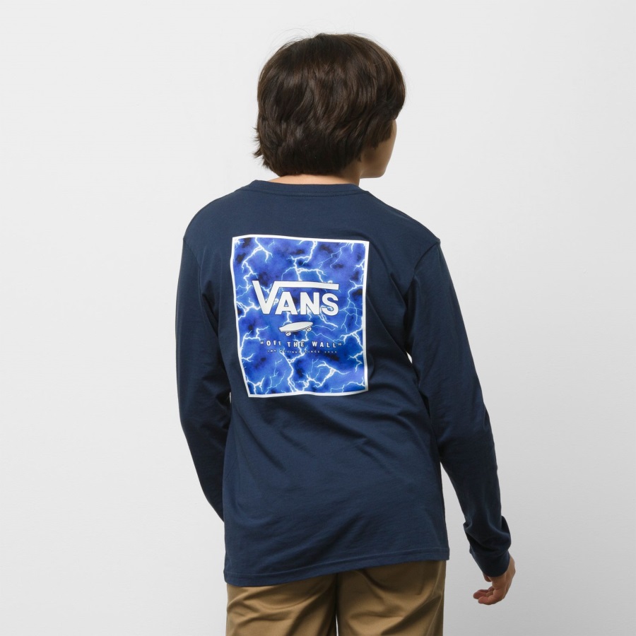 Vans Kids Print Box Back T-shirt Manches Longues Dress Blues-true Blue
