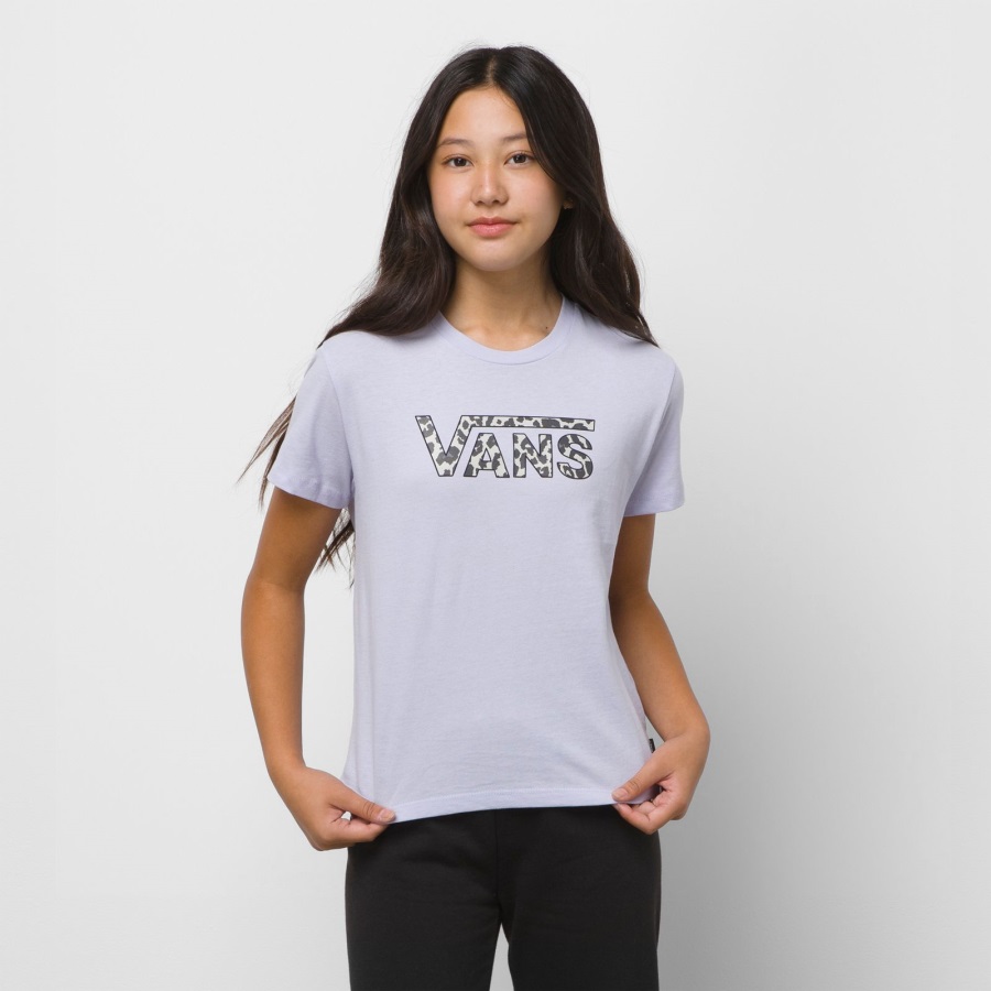 Vans Kids Snowy Leopard Crew Tee Purple Sky