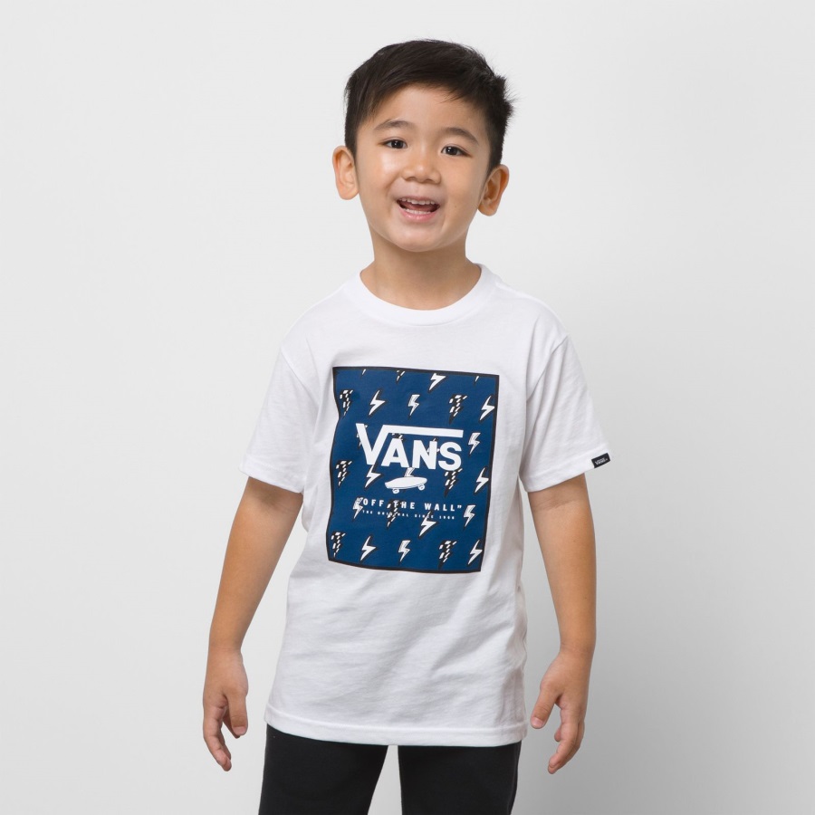 Vans Little Kids Print Box T-shirt Blanc-vrai Bleu