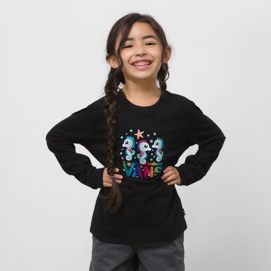 Vans T-shirt Manches Longues Hippocampe Arc-en-ciel Pour Petits Enfants Noir