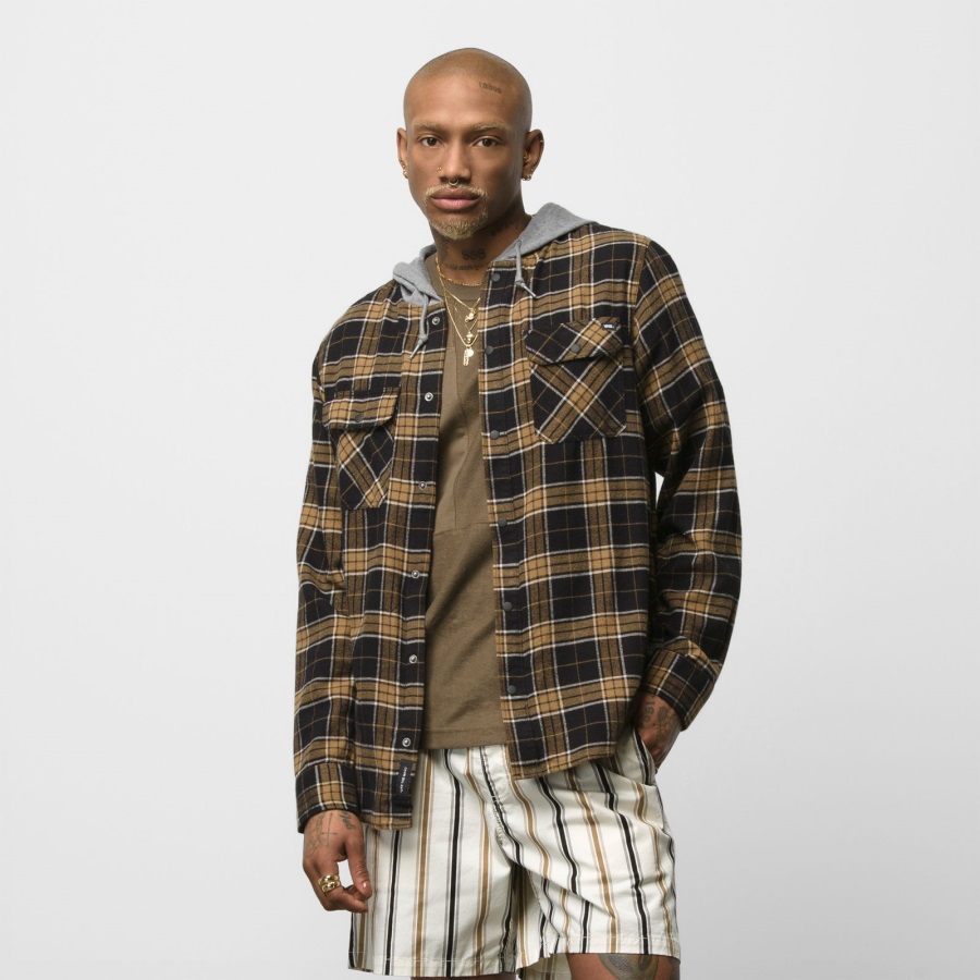 Vans Parkway Chemise Boutonnée En Flanelle à Capuche Noir-dirt