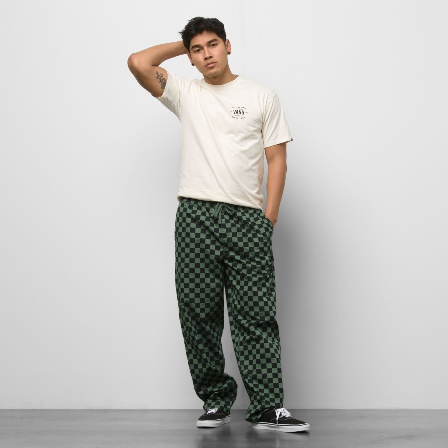 Vans Range Baggy Fuselé Taille élastique Pantalon Vert Canard-noir