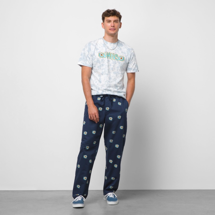 Vans Range Loose Tapered Elastic Waist Pant Robe Bleu-Blanc