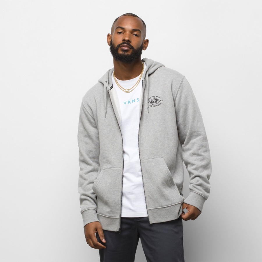 Vans Sweat à Capuche Saisonnier Entièrement Zippé Ciment Chiné