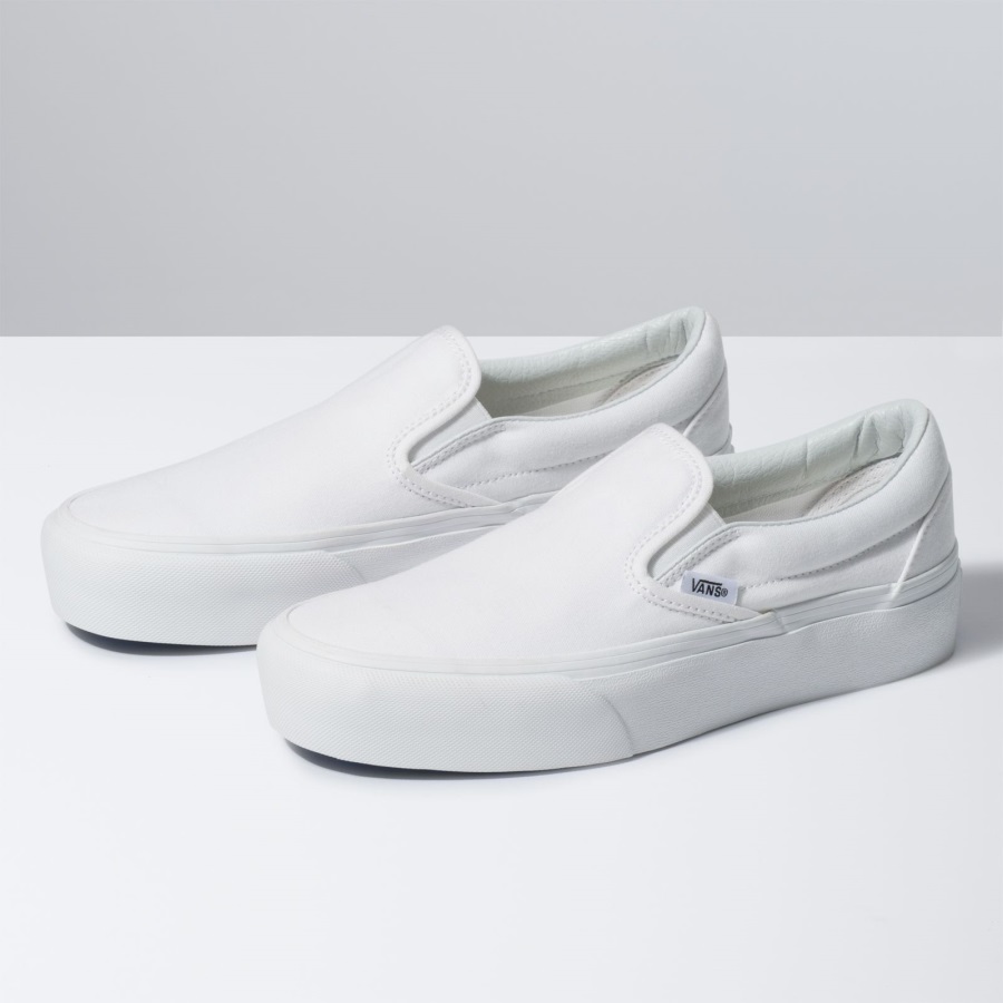 Vans Plate-forme à Enfiler Blanc Véritable